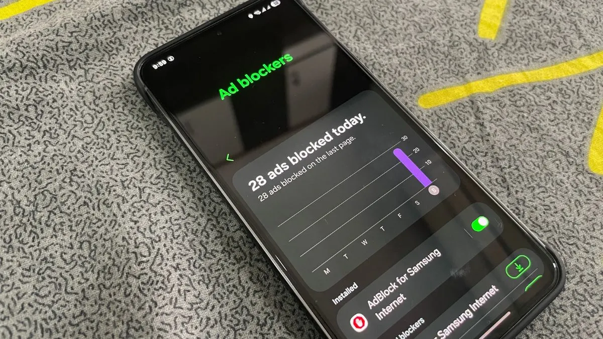 Ad Blocker on Samsung Internet