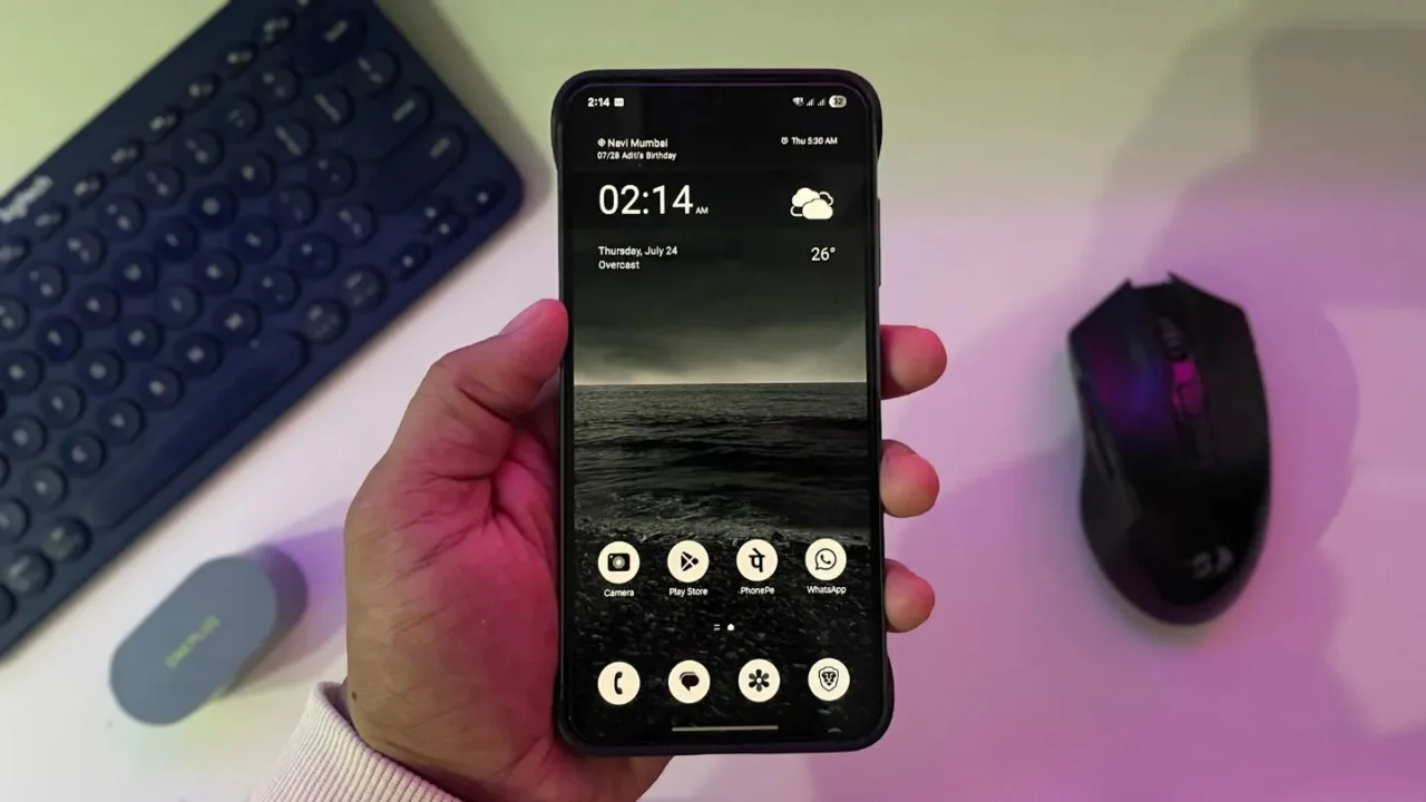 Samsung Galaxy Phone with Nothing OS theme