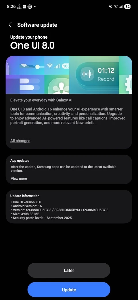 Official One UI 8 update for Galaxy S25 series