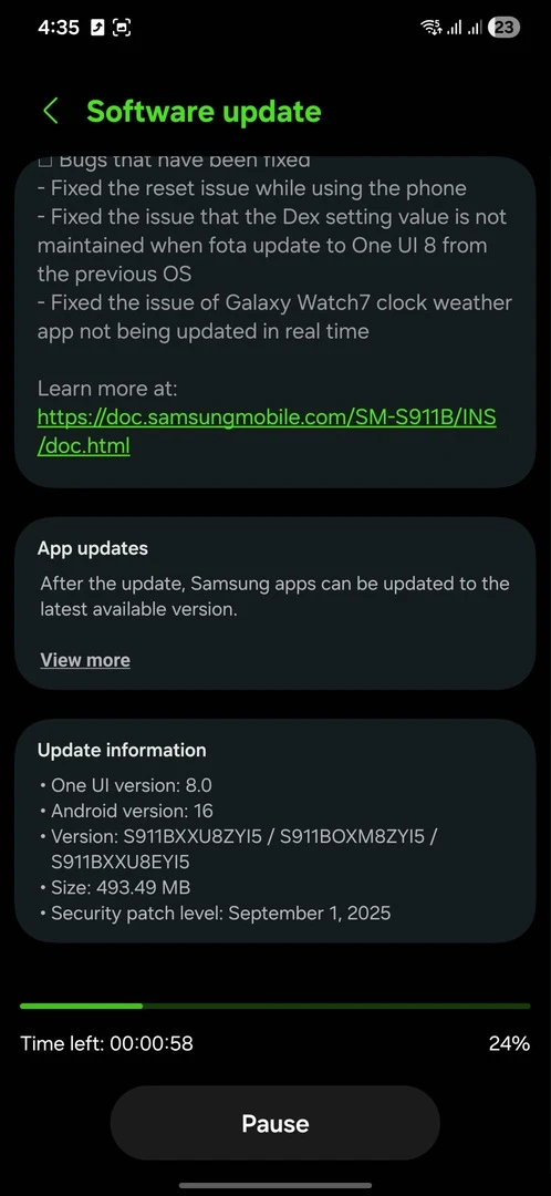 One UI 8 Beta 2 update on Galaxy S23 series 2