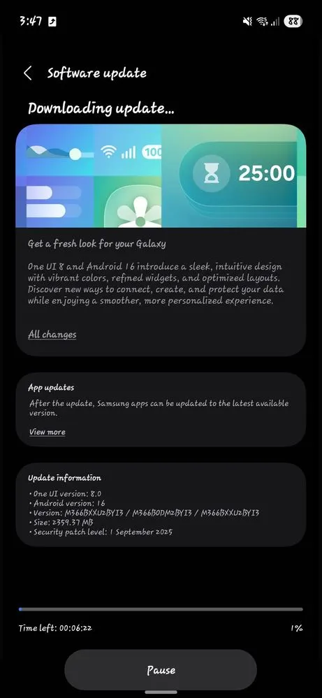 Galaxy M36 One UI 8 Update