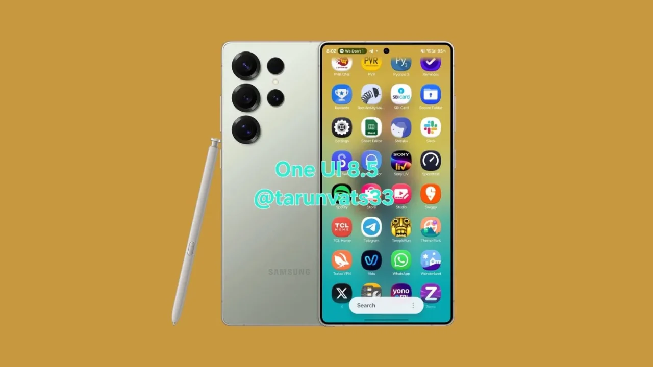 floating search bar in app drawer in One UI 8.5