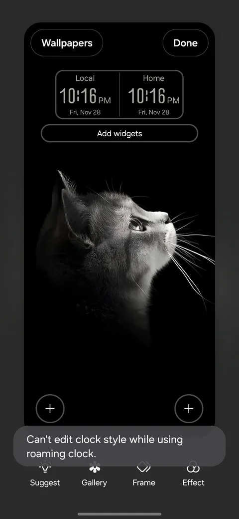 Can’t edit clock style while using roaming clock