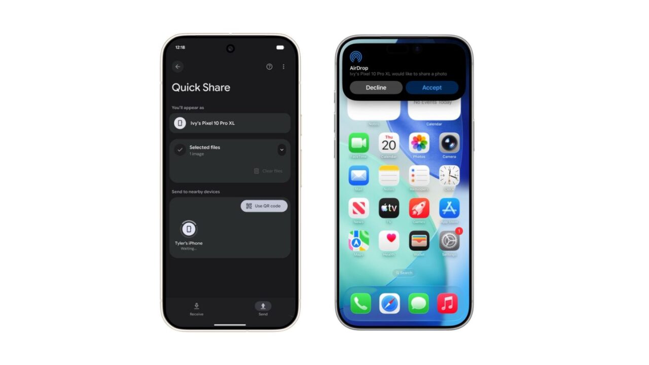 Share files from AirDrop to Quick Share