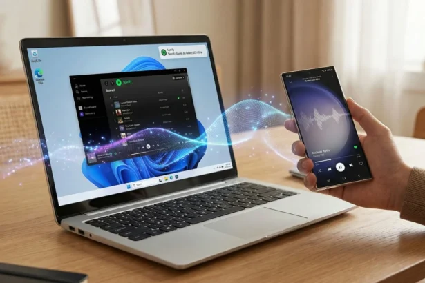 use samsung phone as laptop speaker