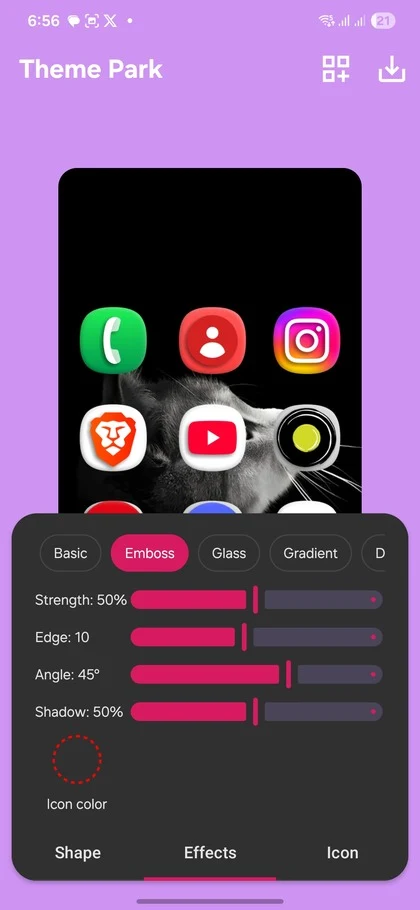 Select the Emboss effect