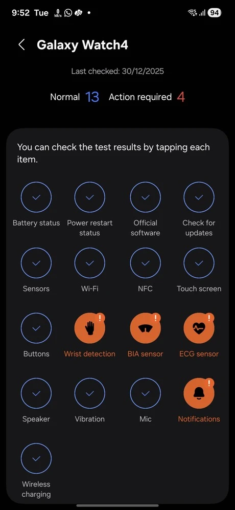 BIA and ECG sensor not working on Galaxy Watch